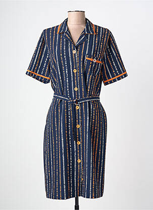 Rochie midi imprimeu fantezie mâneci scurte albastru FRANCE RIVOIRE femeie