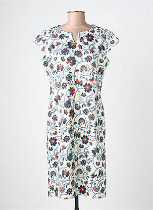 Rochie midi imprimeu floral mâneci scurte bej PLURIELLES femeie