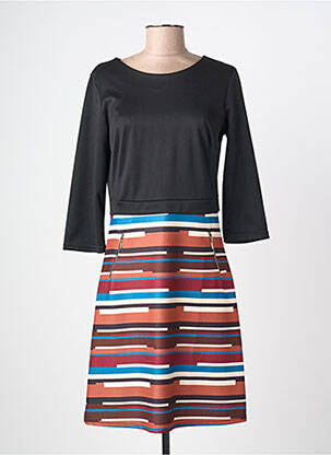 Rochie midi imprimeu fantezie mâneci lungi negru PLURIELLES femeie