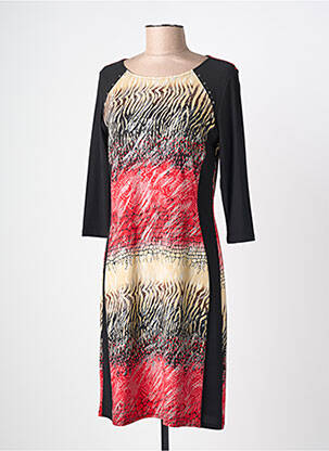 Rochie midi imprimeu fantezie mâneci lungi negru GEVANA femeie