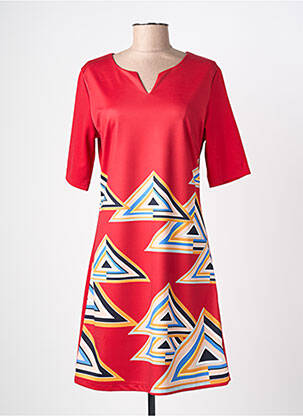 Rochie midi mâneci 3/4 mâneci 3/4 roșu A BELLE femeie