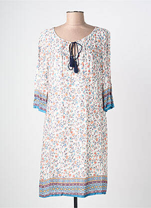 Rochie midi imprimeu floral mâneci lungi albastru REVER MILE femeie