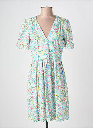 Rochie midi imprimeu floral mâneci scurte verde C'EST BEAU LA VIE femeie