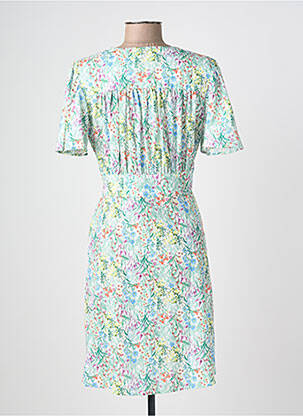 Rochie midi imprimeu floral mâneci scurte verde C'EST BEAU LA VIE femeie