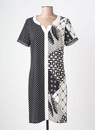 Rochie midi imprimeu fantezie mâneci scurte alb FRANCE RIVOIRE femeie
