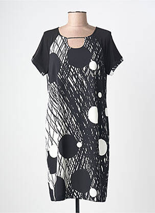 Rochie midi imprimeu fantezie mâneci scurte negru TELMAIL femeie