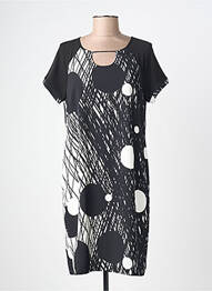 Rochie midi imprimeu fantezie mâneci scurte negru TELMAIL femme