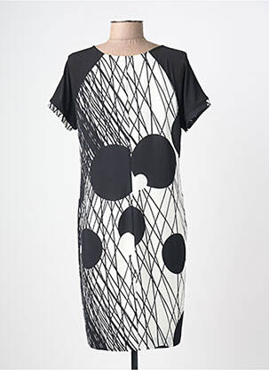 Rochie midi imprimeu fantezie mâneci scurte negru TELMAIL femeie
