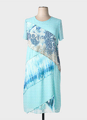 Rochie midi croială fluidă mâneci scurte albastru GRIFFON femeie