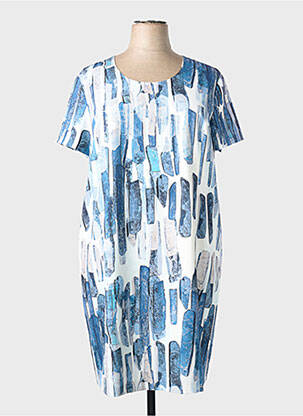 Rochie midi imprimeu fantezie mâneci scurte albastru GEVANA femeie