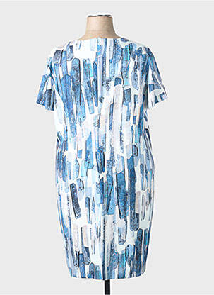 Rochie midi imprimeu fantezie mâneci scurte albastru GEVANA femeie
