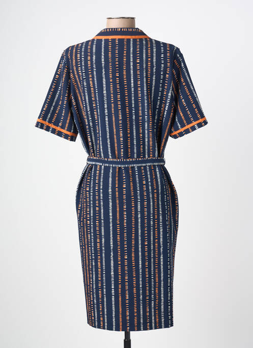 Rochie midi imprimeu fantezie mâneci scurte albastru FRANCE RIVOIRE femme