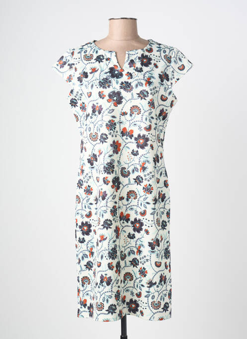 Rochie midi imprimeu floral mâneci scurte bej PLURIELLES femme