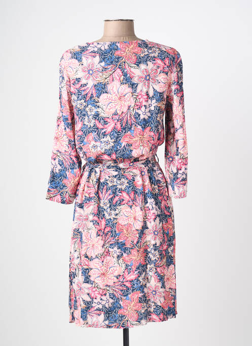 Rochie midi imprimeu fantezie mâneci lungi roz DIANE LAURY femme