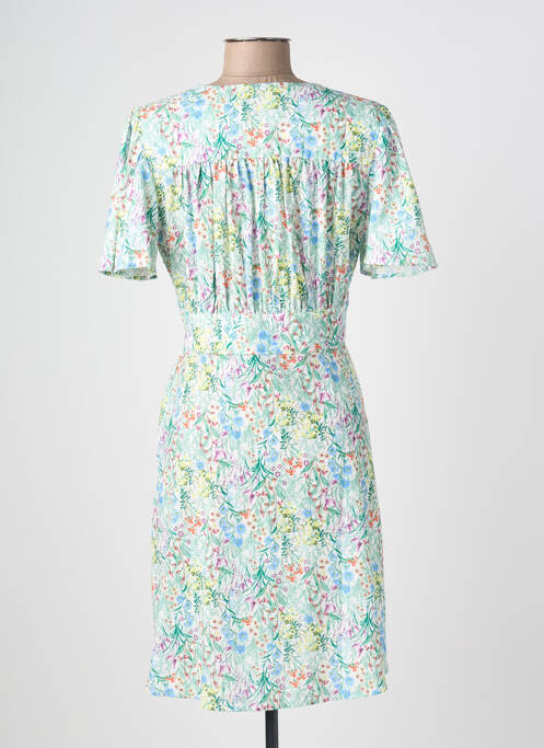 Rochie midi imprimeu floral mâneci scurte verde C'EST BEAU LA VIE femme
