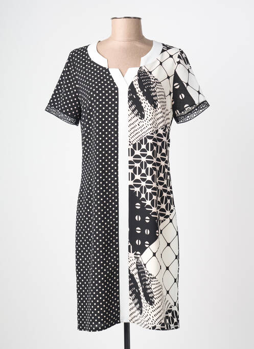 Rochie midi imprimeu fantezie mâneci scurte alb FRANCE RIVOIRE femme