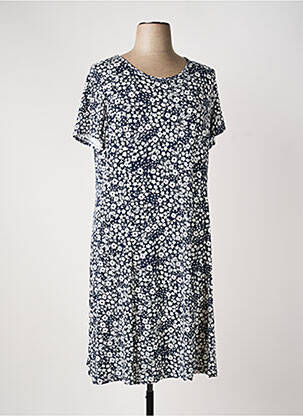 Rochie midi imprimeu floral mâneci scurte albastru FRANCE RIVOIRE femeie