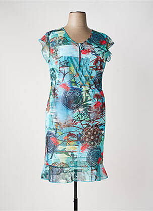 Rochie midi imprimeu floral mâneci scurte albastru TELMAIL femeie