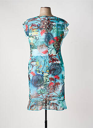 Rochie midi imprimeu floral mâneci scurte albastru TELMAIL femeie