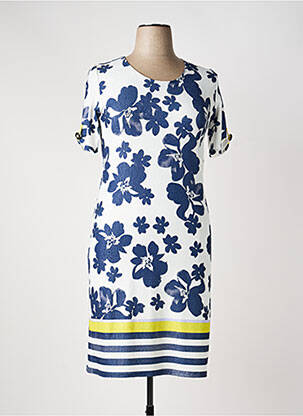 Rochie midi imprimeu floral mâneci scurte albastru GEVANA femme