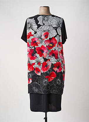 Rochie midi imprimeu floral mâneci scurte negru FRANCE RIVOIRE femeie