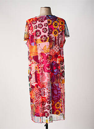Rochie midi imprimeu floral mâneci scurte roz FRANCE RIVOIRE femeie