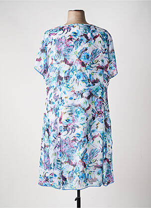 Rochie midi imprimeu floral mâneci scurte albastru PLURIELLES femeie