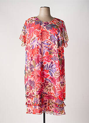 Rochie midi imprimeu floral mâneci scurte portocaliu TELMAIL femeie