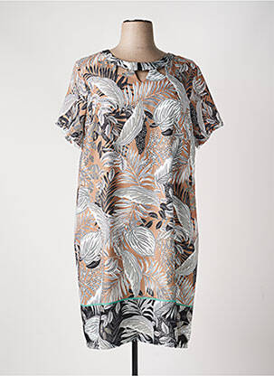 Rochie midi imprimeu floral mâneci scurte maro DIANE LAURY femme