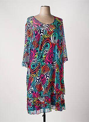 Rochie midi croială fluidă mâneci 3/4 albastru FRANCE RIVOIRE femeie