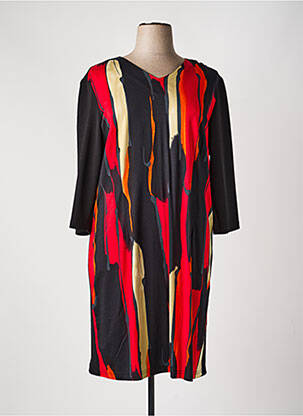 Rochie midi imprimeu fantezie mâneci lungi negru GEVANA femeie