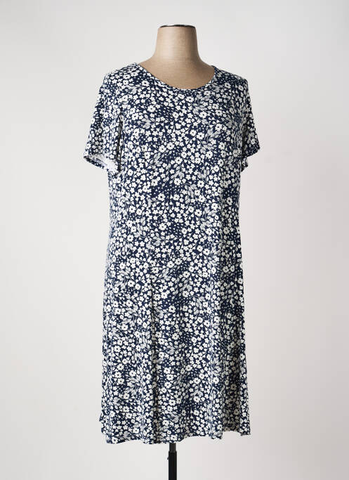 Rochie midi imprimeu floral mâneci scurte albastru FRANCE RIVOIRE femme