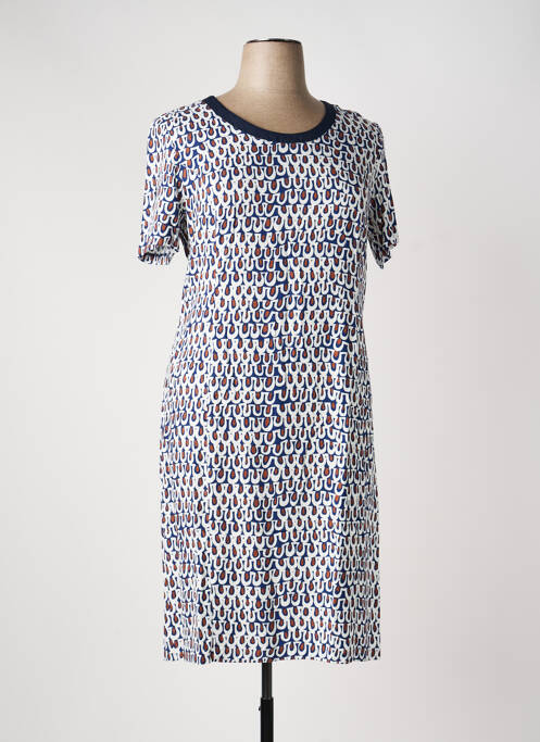 Rochie midi imprimeu fantezie mâneci scurte albastru GEVANA femme