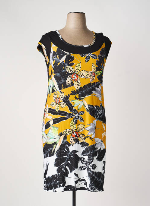 Rochie midi imprimeu floral mâneci scurte galben TELMAIL femme