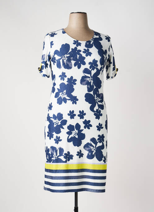 Rochie midi imprimeu floral mâneci scurte albastru GEVANA femme