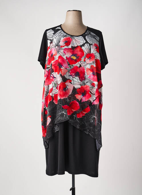 Rochie midi croială fluidă mâneci scurte negru FRANCE RIVOIRE femme
