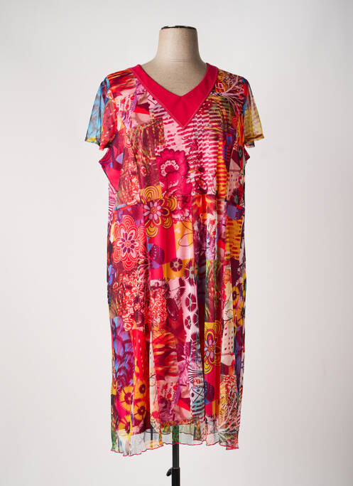 Rochie midi croială fluidă mâneci scurte roz FRANCE RIVOIRE femme
