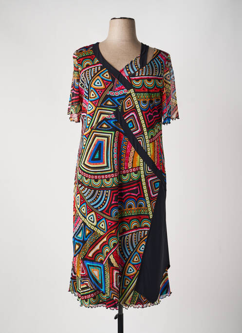 Rochie midi croială fluidă mâneci scurte negru JEAN DELFIN femme