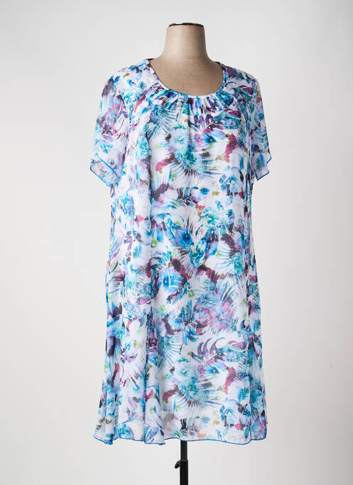 Rochie midi croială fluidă mâneci scurte albastru PLURIELLES femme