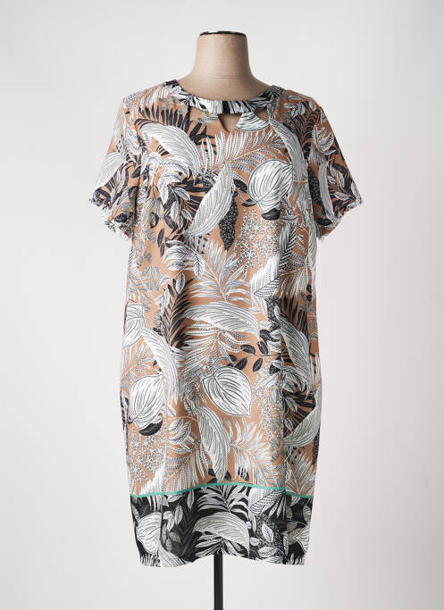 Rochie midi imprimeu floral mâneci scurte maro DIANE LAURY femme