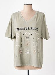 Tricou croială dreaptă mâneci scurte verde ROSE GARDEN femeie