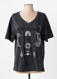 Tricou croială dreaptă mâneci scurte gri ROSE GARDEN femeie