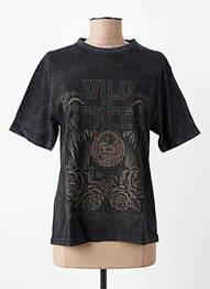 Tricou croială dreaptă mâneci scurte negru ROSE GARDEN femme