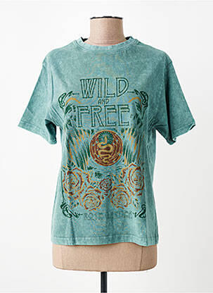 Tricou imprimeu fantezie mâneci scurte verde ROSE GARDEN femeie