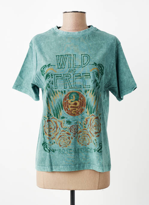 Tricou imprimeu fantezie mâneci scurte verde ROSE GARDEN femme