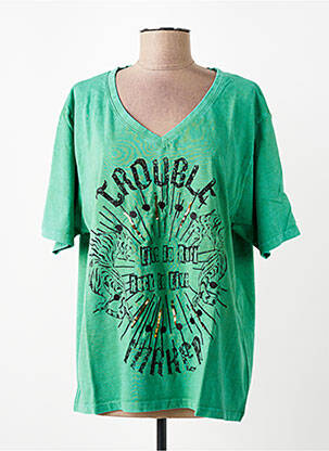 Tricou croială dreaptă mâneci scurte verde ROSE GARDEN femeie