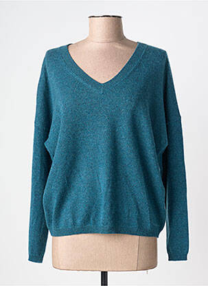 Pulover țesătură melanj mâneci lungi albastru ABSOLUT CASHMERE femeie