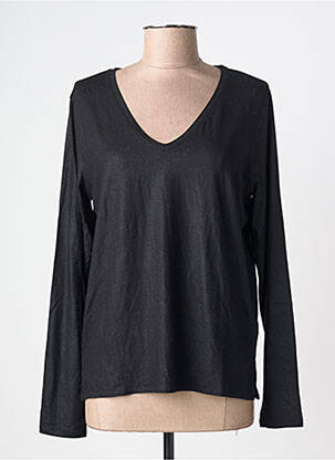 Tricou mâneci lungi mâneci lungi negru MAJESTIC FILATURES femeie