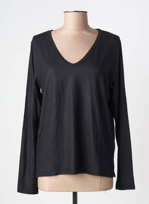 Tricou mâneci lungi mâneci lungi negru MAJESTIC FILATURES femme