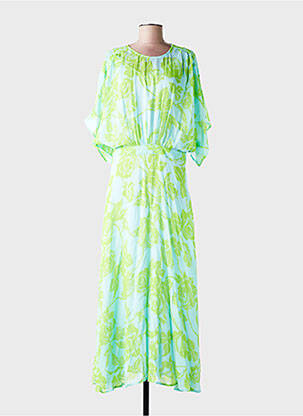 Rochie lungă imprimeu fantezie mâneci scurte verde ESSENTIEL ANTWERP femeie